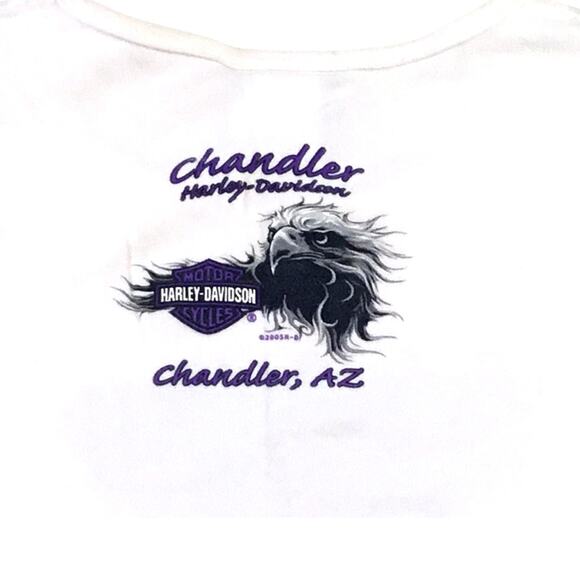 Harley Davidson Chandler AZ Women's T-Shirt Med White/Blue - Picture 6 of 7